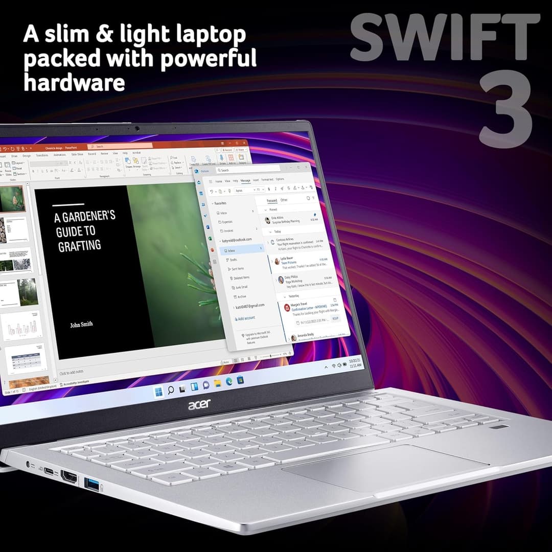 Acer Swift 3 SF314-43 Ryzen 5 5500U 16GB RAM 512GB SSD 14" Full HD Windows 11 Laptop Silver - Image 2