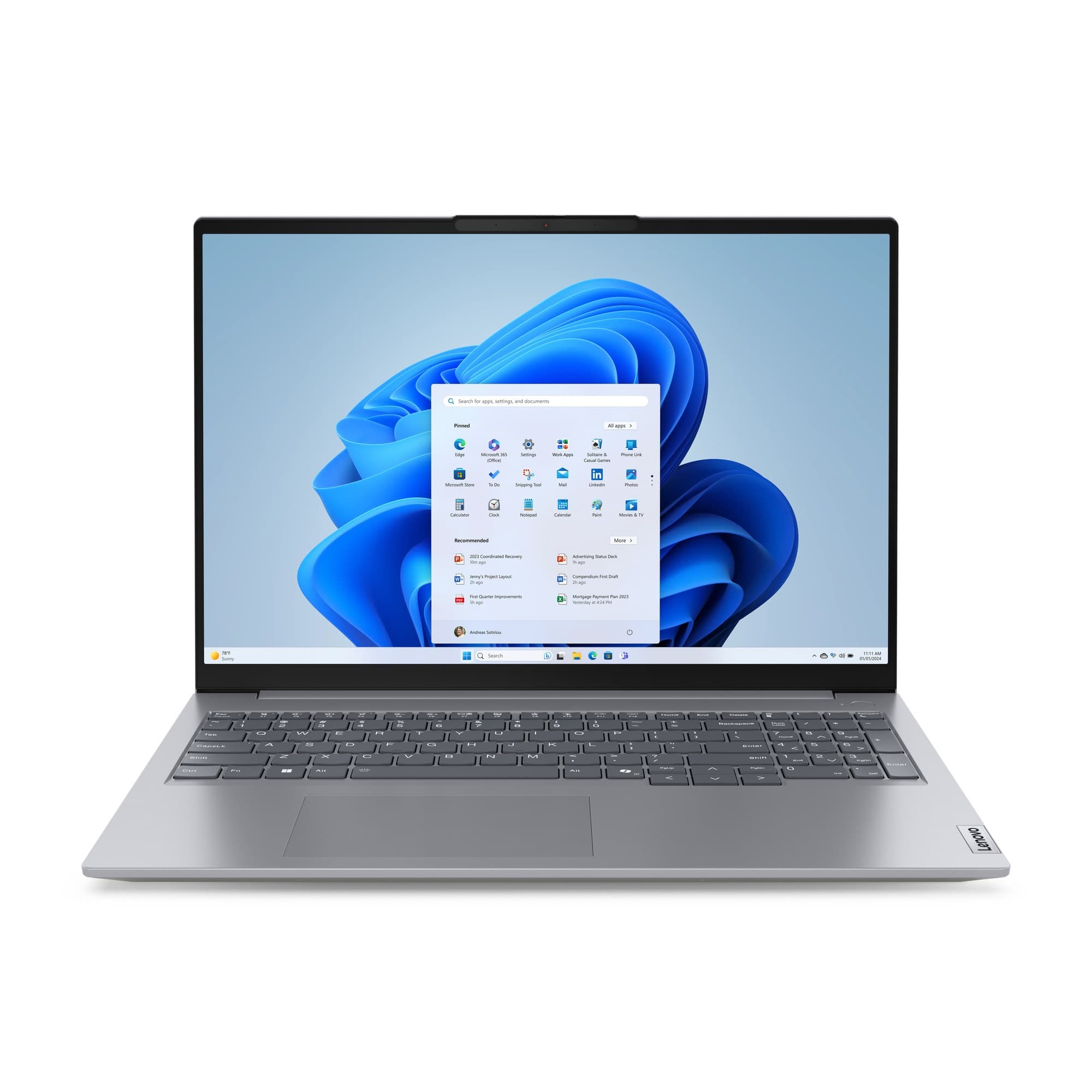 Lenovo ThinkBook 16 G7 ARP AMD Ryzen™ 5 7535HS Laptop 40.6 cm (16") WUXGA 16 GB DDR5-SDRAM 256 GB SSD Wi-Fi 6E (802.11ax) Windows 11 Pro Grey UK English