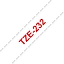 Brother TZe-232 P-touch Laminated Labelling Tape Cassette 12mm x 8m - Red on White thumbnail 1