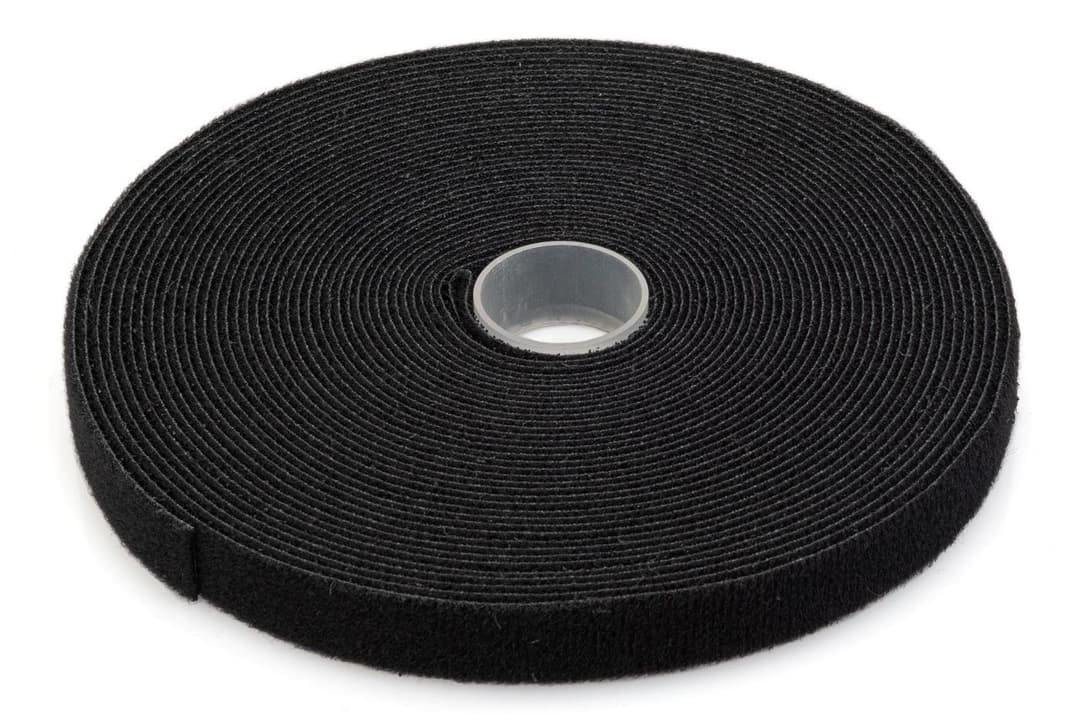 Digitus AK-770905-100-S Hook-and-Loop Cable Fastener Tape on Roll, 10 m x 15 mm, Black - Image 1