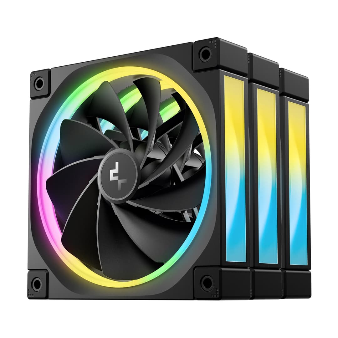 DeepCool FL12 120mm PWM Reverse PC Case Fan - Black 3 Pack - Image 1