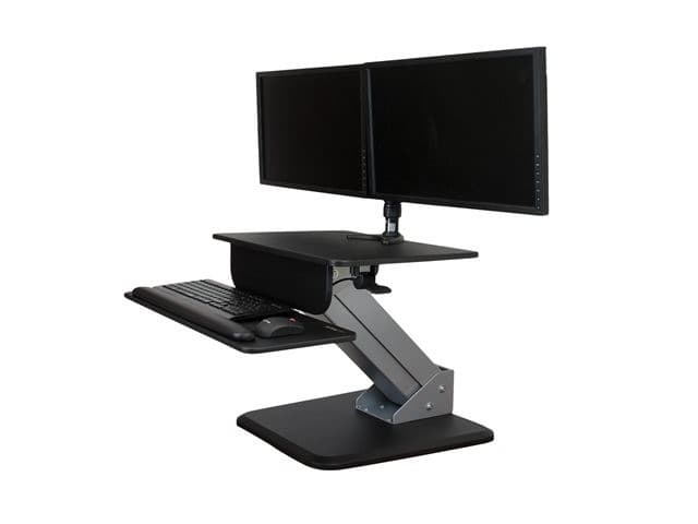 StarTech.com Height Adjustable Standing Desk Converter - Sit Stand Desk with One-finger Adjustment - Ergonomic Desk (ARMSTS) mounting kit - for LCD display / keyboard / mouse / notebook - black, silver - Image 3