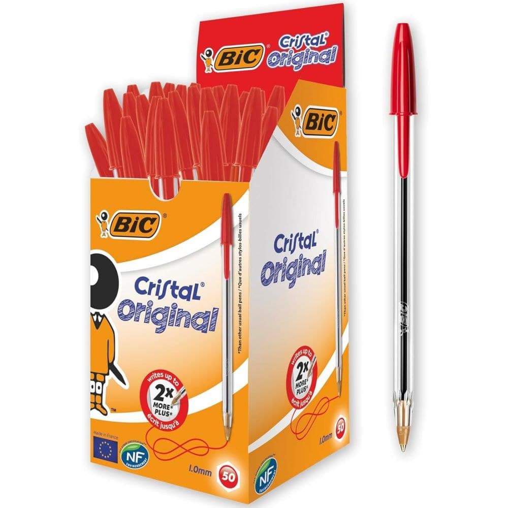 BIC Cristal Original Ballpoint Pen Medium 1.0mm Pack of 50 - Red - Image 1