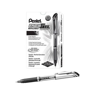 Pentel EnerGel Deluxe Liquid Gel Rollerball Pen 0.7mm Capped Metal Tip Black - Image 5