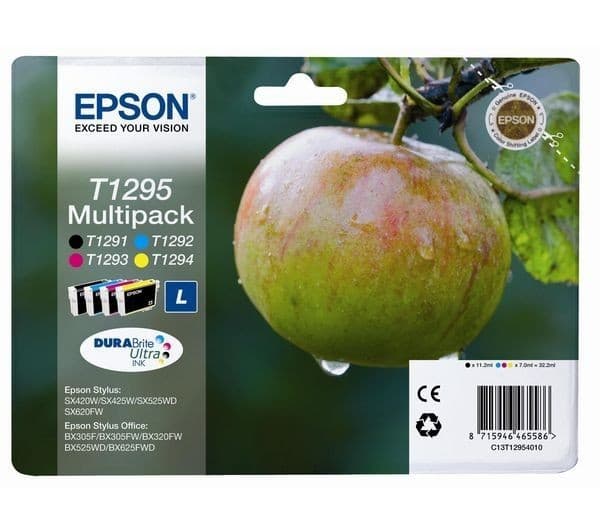 EPSON Apple T1295 Cyan, Magenta, Yellow. & Black Ink Cartridges - Multipack