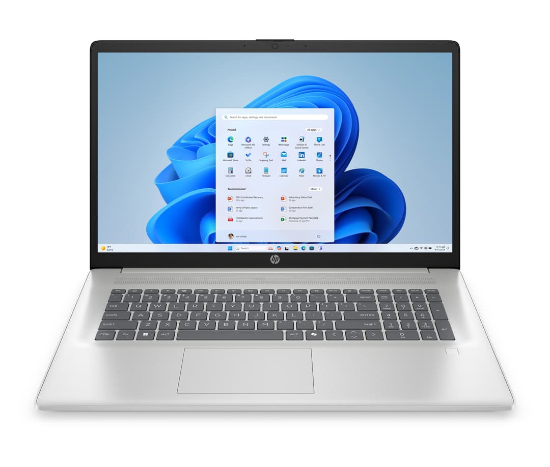 HP 17-cp2008na AMD Ryzen™ 5 7520U Laptop 43.9 cm (17.3") Full HD 8 GB LPDDR5-SDRAM 512 GB SSD Wi-Fi 6 (802.11ax) Windows 11 Home Silver - Image 1