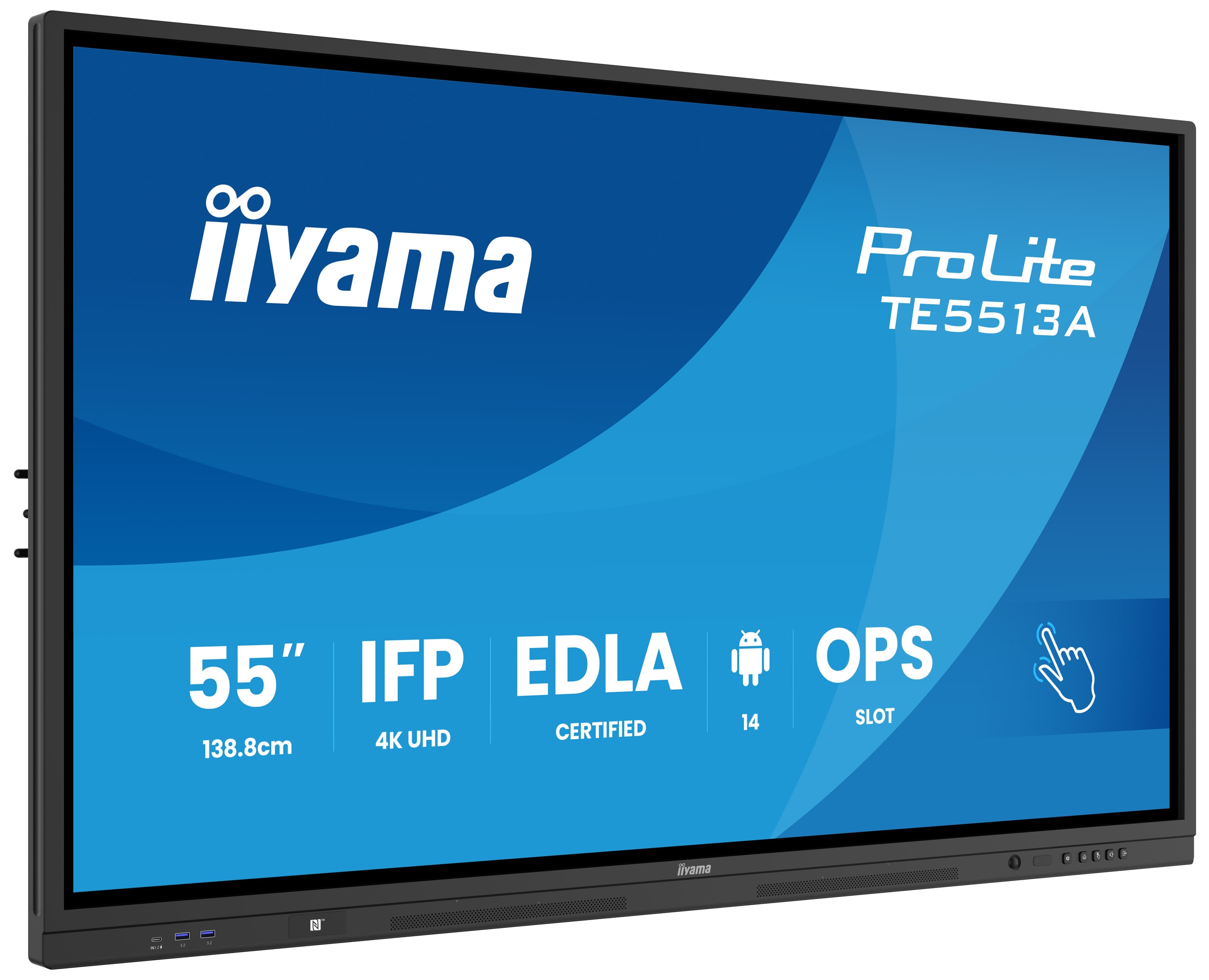 iiyama ProLite TE5513A-B2AG 4K UHD Interactive Touchscreen Display, Android 14 EDLA, Wi-Fi, Black - 55"
