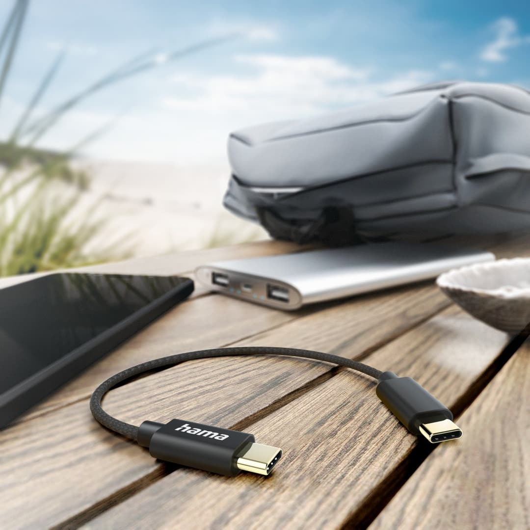 Hama USB-C to USB-C Charging Cable, 0.2 m, Black - Image 2