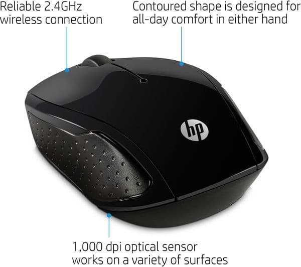 HP 200 Wireless Optical Mouse - Black (X6W31AA#ABB) - Image 4