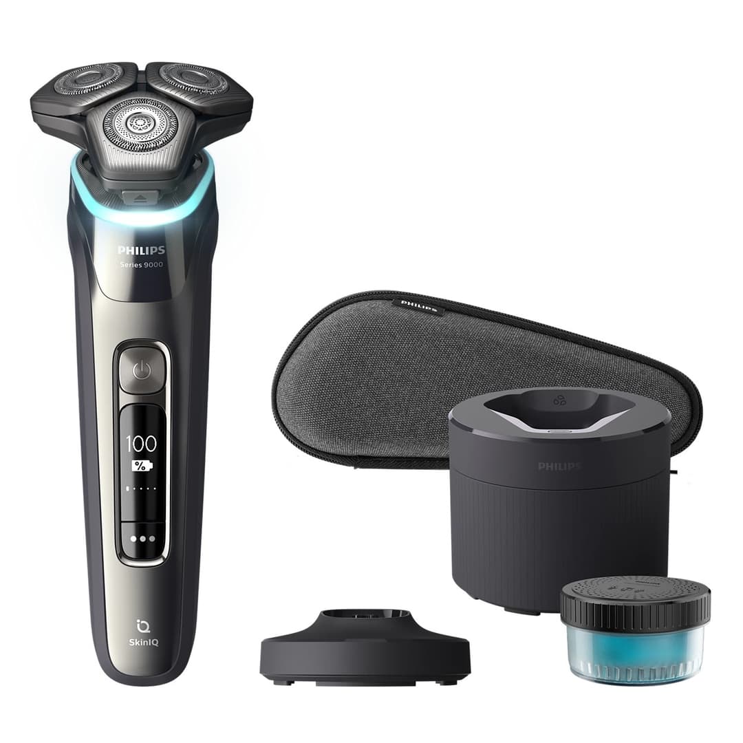 Philips Shaver Series 9000 S9974/55 Wet & Dry Electric Shaver with SkinIQ - Dark Chrome - Image 1