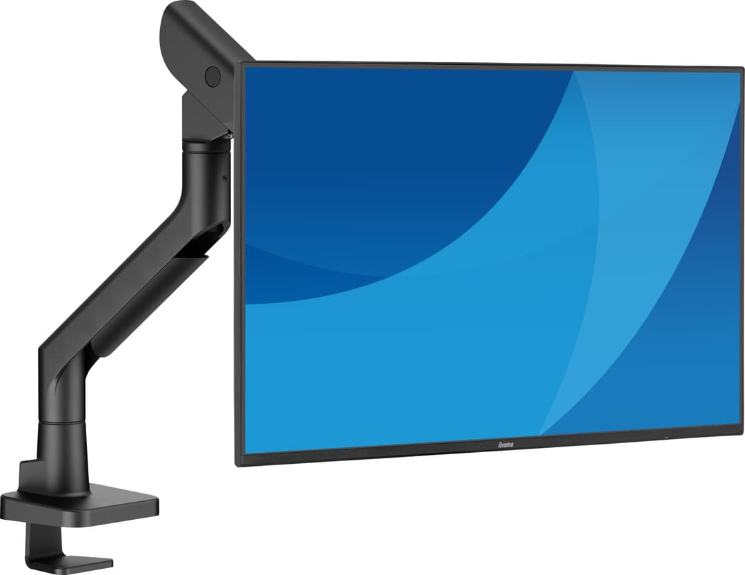 iiyama DS6001C-B1 Gas Spring Single Monitor Desk Arm for Screens up to 49in / 27kg, VESA 75x75 & 100x100 - Black (DS6001C-B1) - Image 1