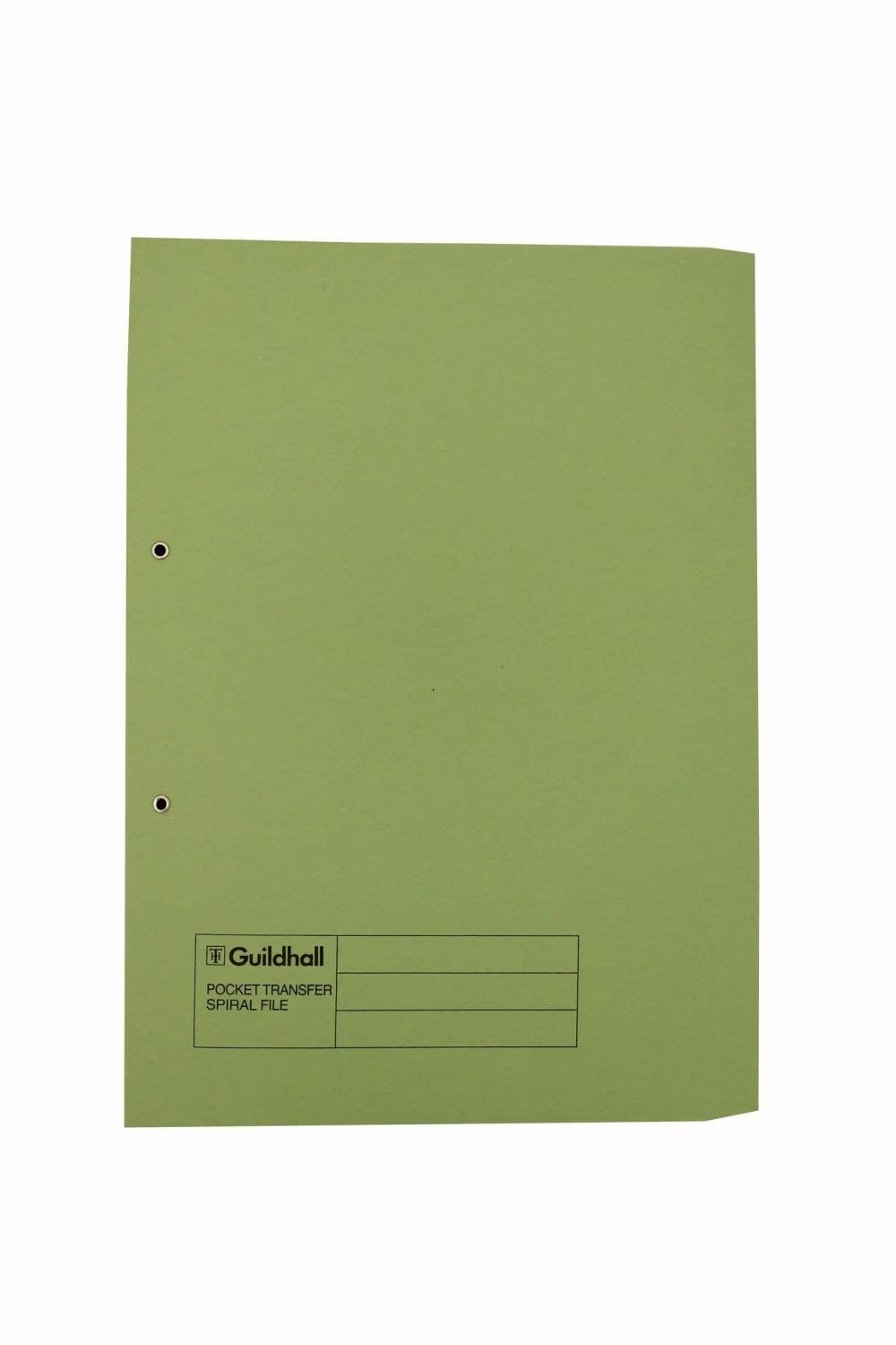 Exacompta Guildhall Pocket Transfer Spring File Foolscap 315gsm Pack of 25 - Green - Image 1