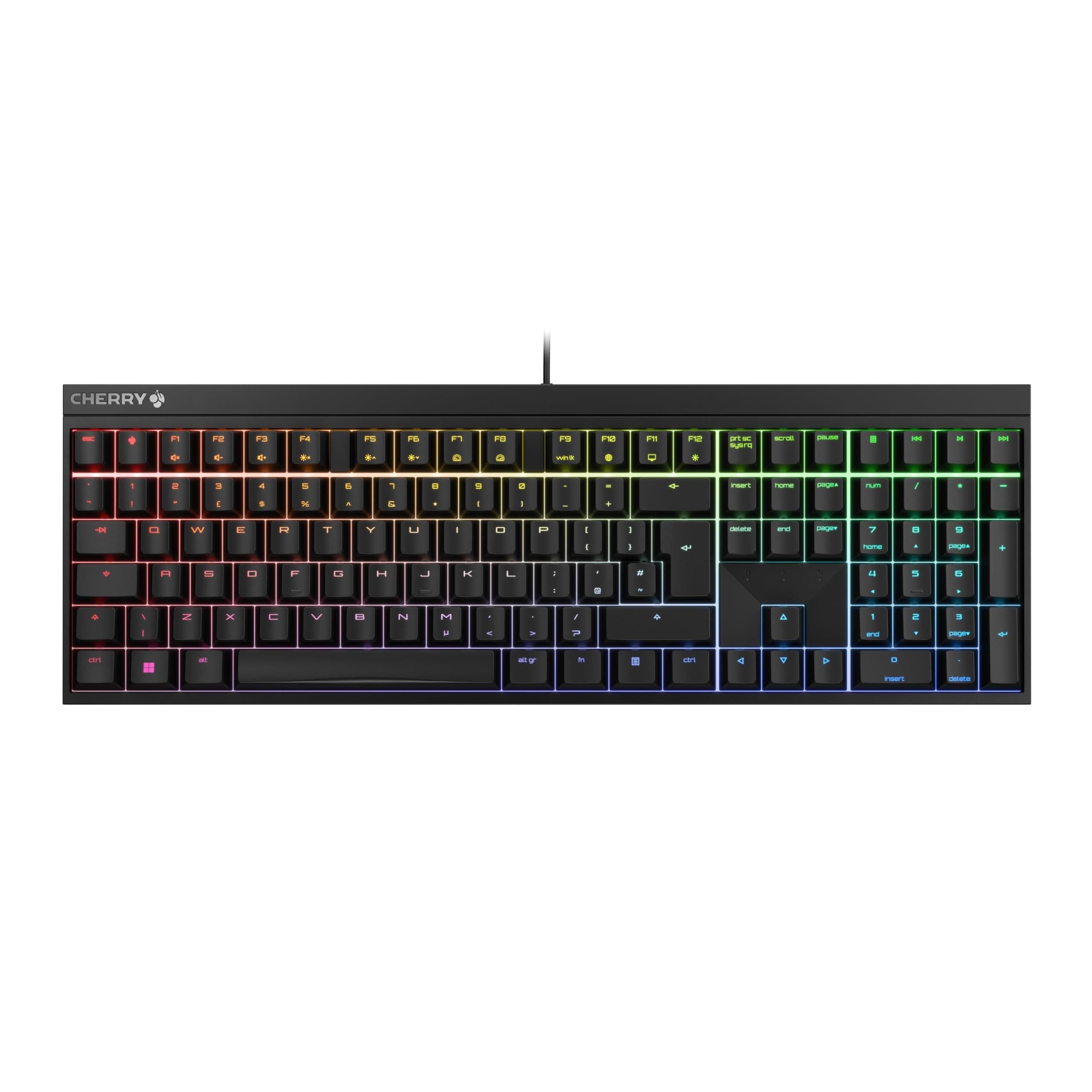 CHERRY MX 2.0S RGB Wired Mechanical Gaming Keyboard, MX2A Red Switches, UK Layout - Black