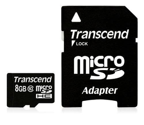 Transcend 8GB microSDHC Class 10 Memory Card with SD Adapter