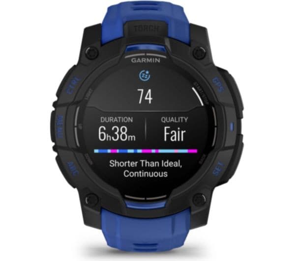 Garmin Instinct 3 AMOLED Smartwatch 45mm Black with Bolt Blue Band - Image 5