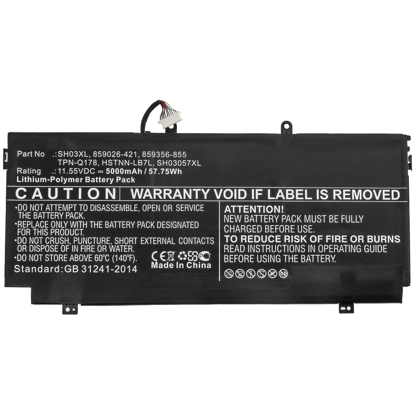 CoreParts Replacement Laptop Battery for HP Spectre x360 13-ab Series, 11.55V 5000mAh 56.60Wh, Black
