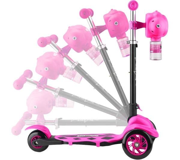 XOOTZ Bubble Go Kids' Folding 3 Wheel Kick Scooter with Bubble Machine - Pink - Image 7