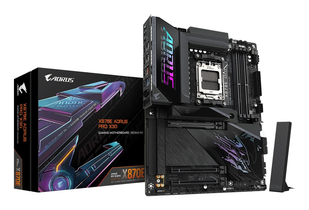 GIGABYTE X870E AORUS PRO X3D AMD AM5 ATX DDR5 Wi-Fi 7 Motherboard - Black - Image 1