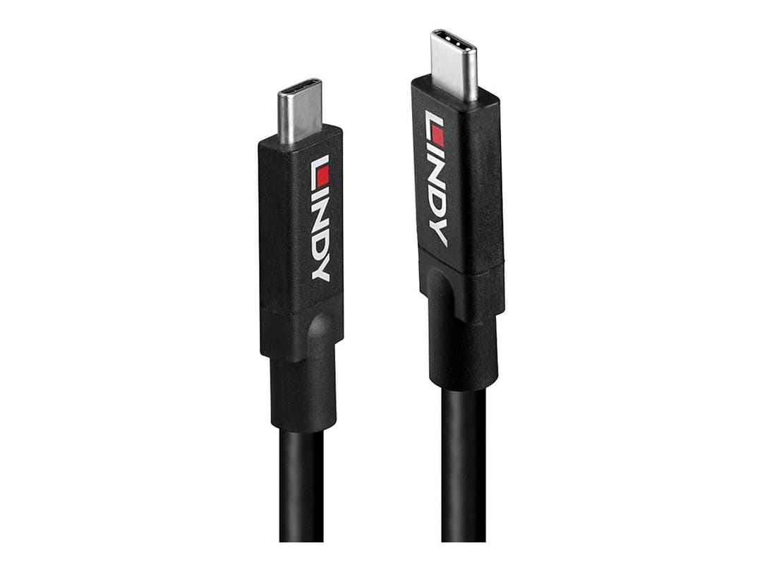 Lindy 43308 5m USB 3.2 Gen 2 Type C Active Cable, 10Gbps, 100W PD, Black - Image 1