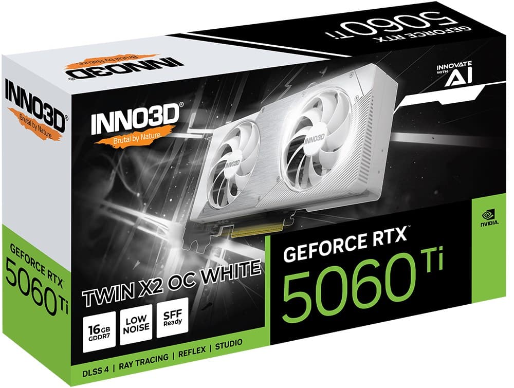 Inno3D GeForce RTX 5060 Ti TWIN X2 OC 16GB GDDR7 Graphics Card - White - Image 2