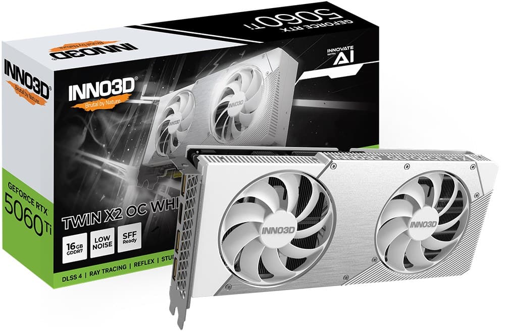 Inno3D GeForce RTX 5060 Ti TWIN X2 OC 16GB GDDR7 Graphics Card - White - Image 3