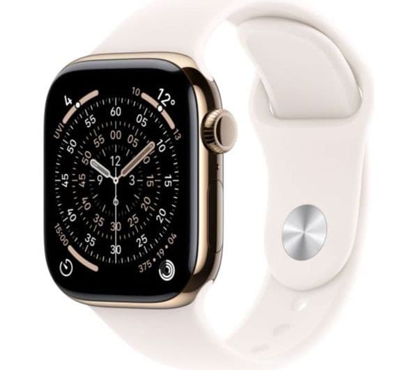 Apple Watch Series 11 GPS + Cellular 42mm Gold Titanium Case with Light Blush Sport Band - S/M - Image 1