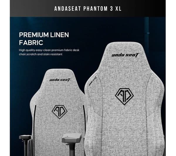 AndaSeat Phantom 3 Premium Gaming Chair - XL, Grey Linen Fabric - Image 8