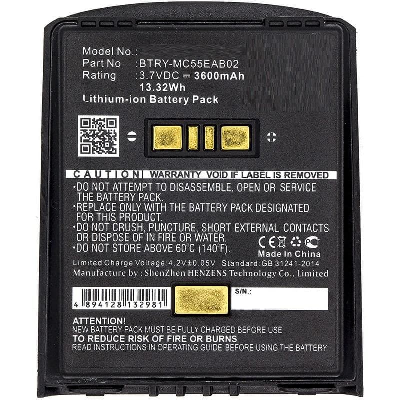 CoreParts MBXPOS-BA0283 Replacement Battery for Zebra/Symbol MC55/MC65/MC67 Series Scanners, 3.7V 3600mAh Li-ion, Black - Image 1