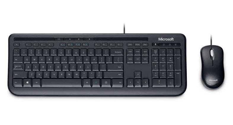 Incase Designed by Microsoft Wired Desktop 600 Keyboard and Mouse Set, USB, German QWERTZ Layout, Black (APB-00008) - Image 1