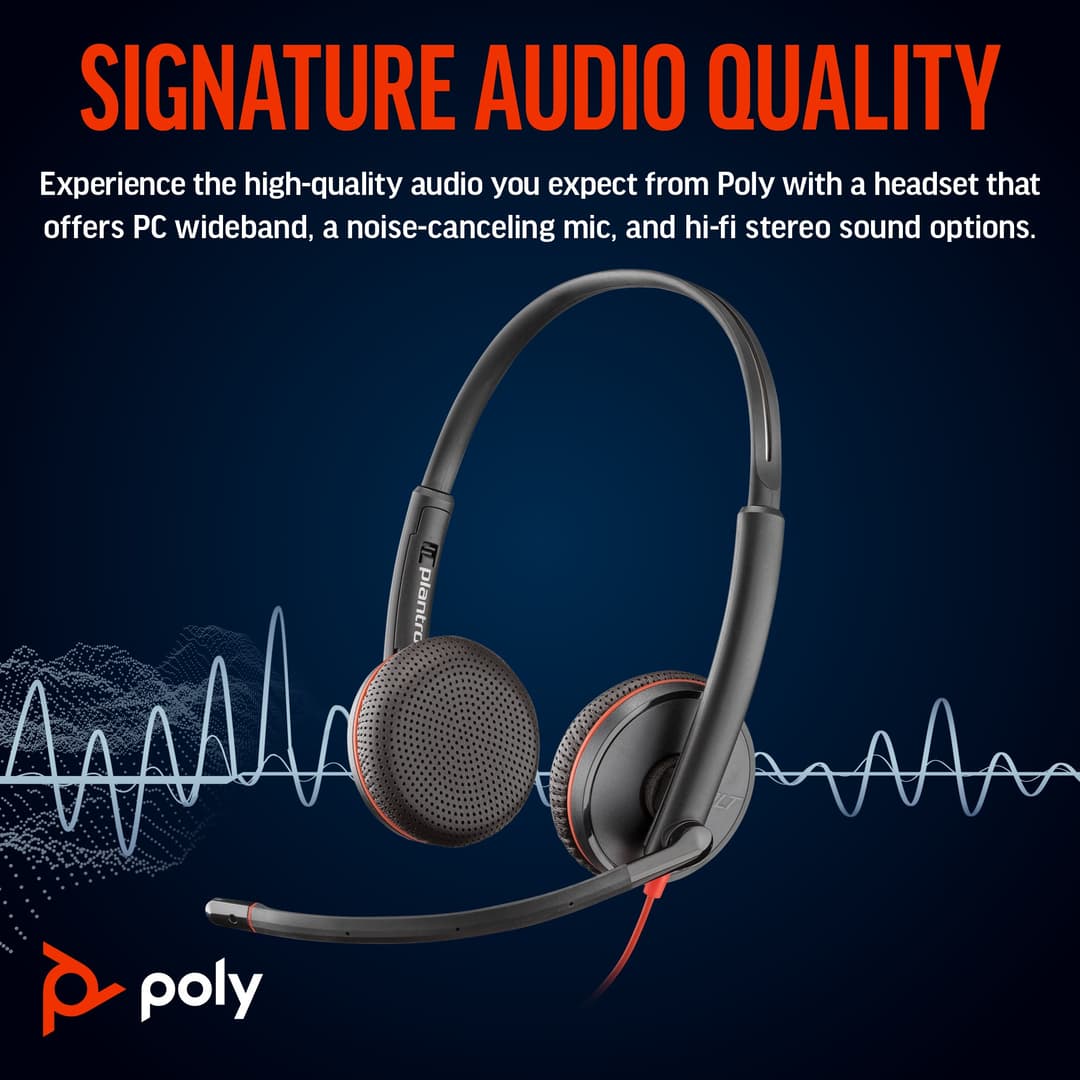 Poly Blackwire 3225 Stereo USB-C Headset with USB-C/A Adapter - 8X229A6 - Image 2