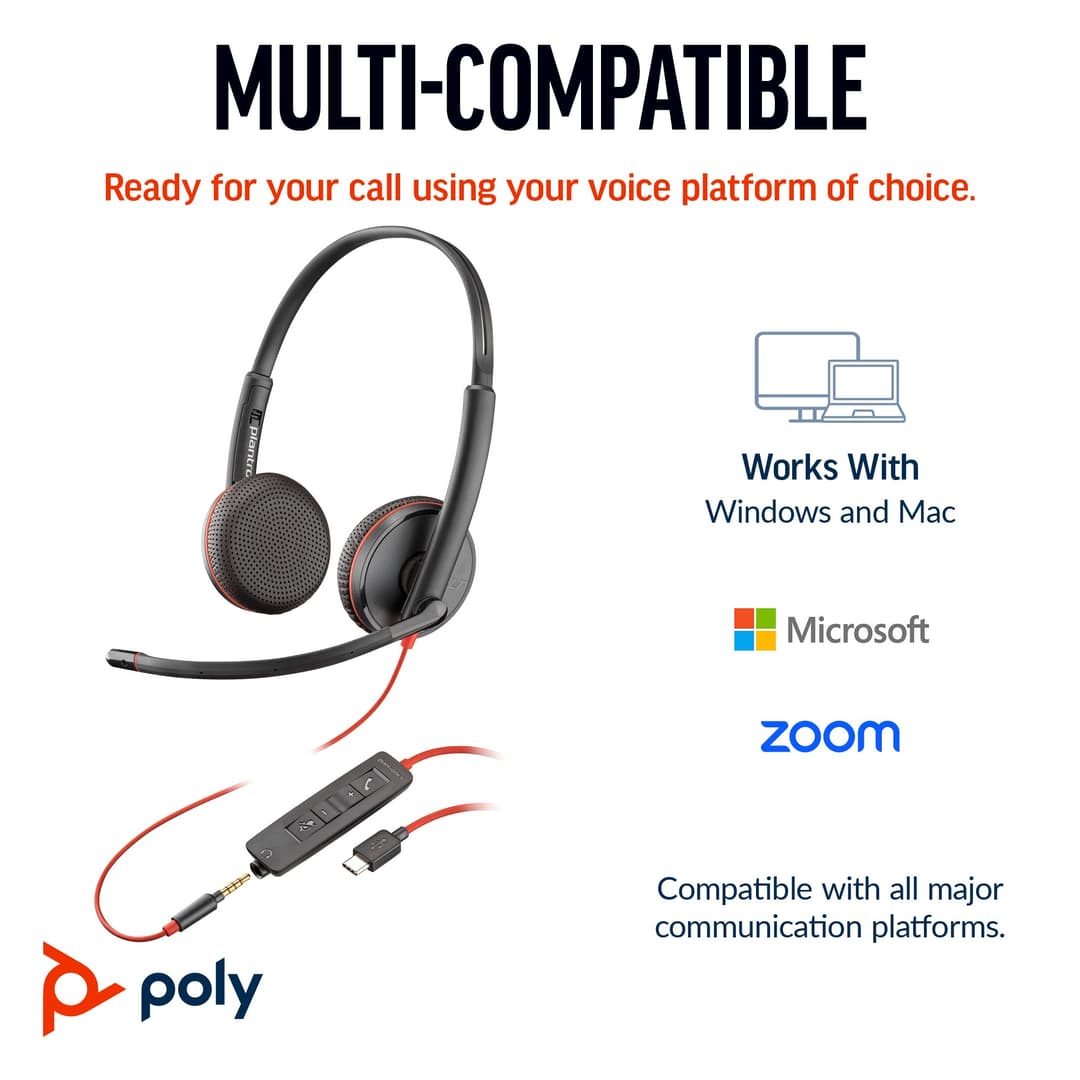 Poly Blackwire 3225 Stereo USB-C Headset with USB-C/A Adapter - 8X229A6 - Image 6
