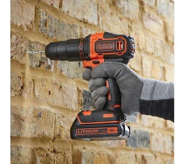 BLACK + DECKER BCD700S1K 18V Cordless 2 Gear Hammer Drill with 1 x 1.5Ah Battery, Charger & Kitbox - Black & Orange - Image 4