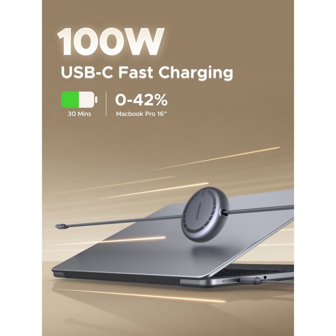 UGREEN Nexode 100W Retractable USB-C Cable 1m - Grey - Image 3