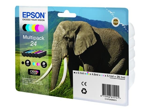Epson 24 Multipack - 6-pack - black, yellow, cyan, magenta, light magenta, light cyan - original - ink cartridge (alternative for: Epson 24XL) - Image 1