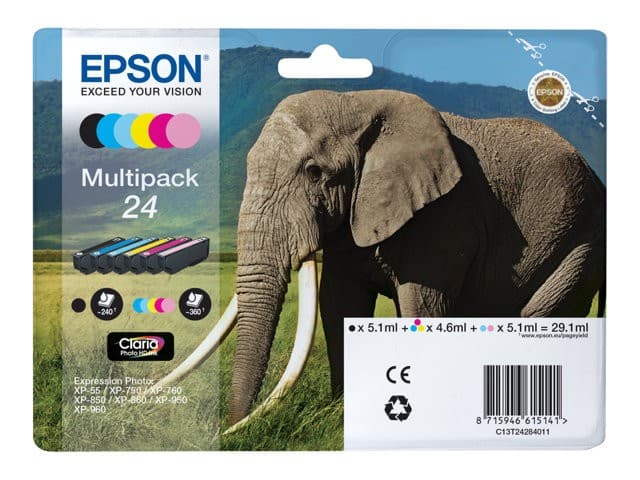 Epson 24 Multipack - 6-pack - black, yellow, cyan, magenta, light magenta, light cyan - original - ink cartridge (alternative for: Epson 24XL) - Image 2