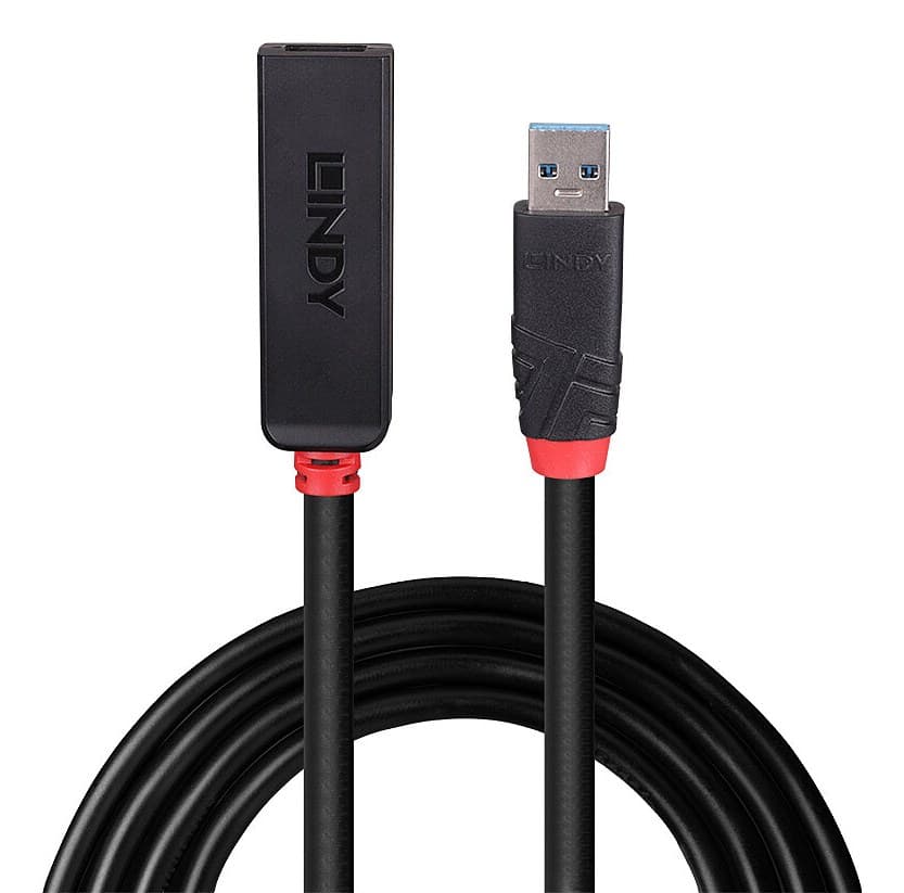 Lindy USB 3.0 Slim Active Extension Cable, USB-A Male to Female, 5Gbps, Black - 8m - Image 2