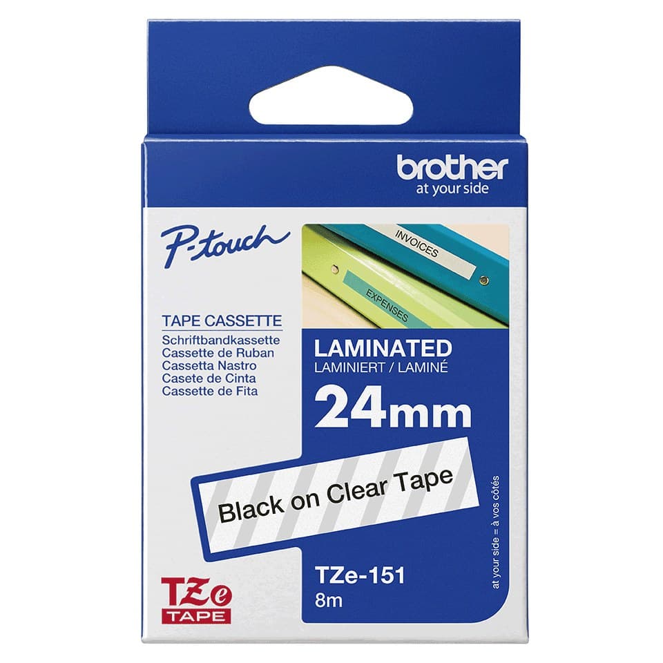Brother TZe-151 Laminated Label Tape 24mm x 8m - Black on Clear - Image 3