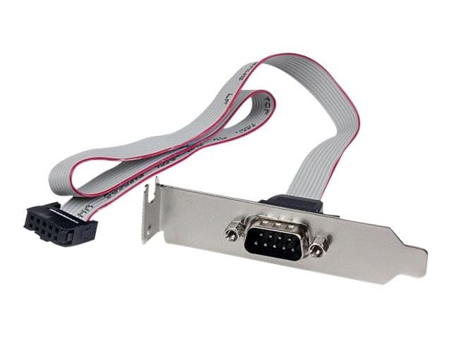 StarTech.com 1-Port 40.6cm DB9 Serial Male Port Bracket to 10-Pin Motherboard Header - Low Profile Slot Plate - Grey (PLATE9M16LP)