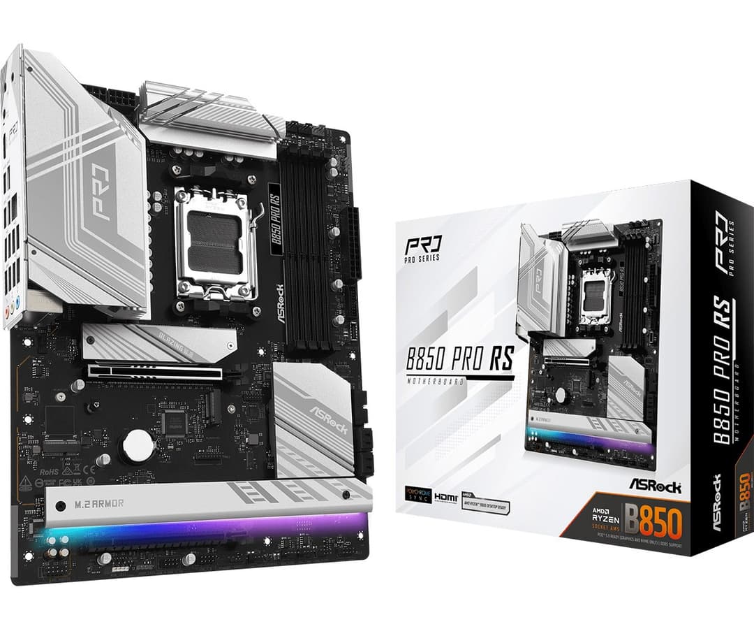Asrock B850 Pro RS AMD B850 DDR5 Socket AM5 ATX Motherboard - Image 1