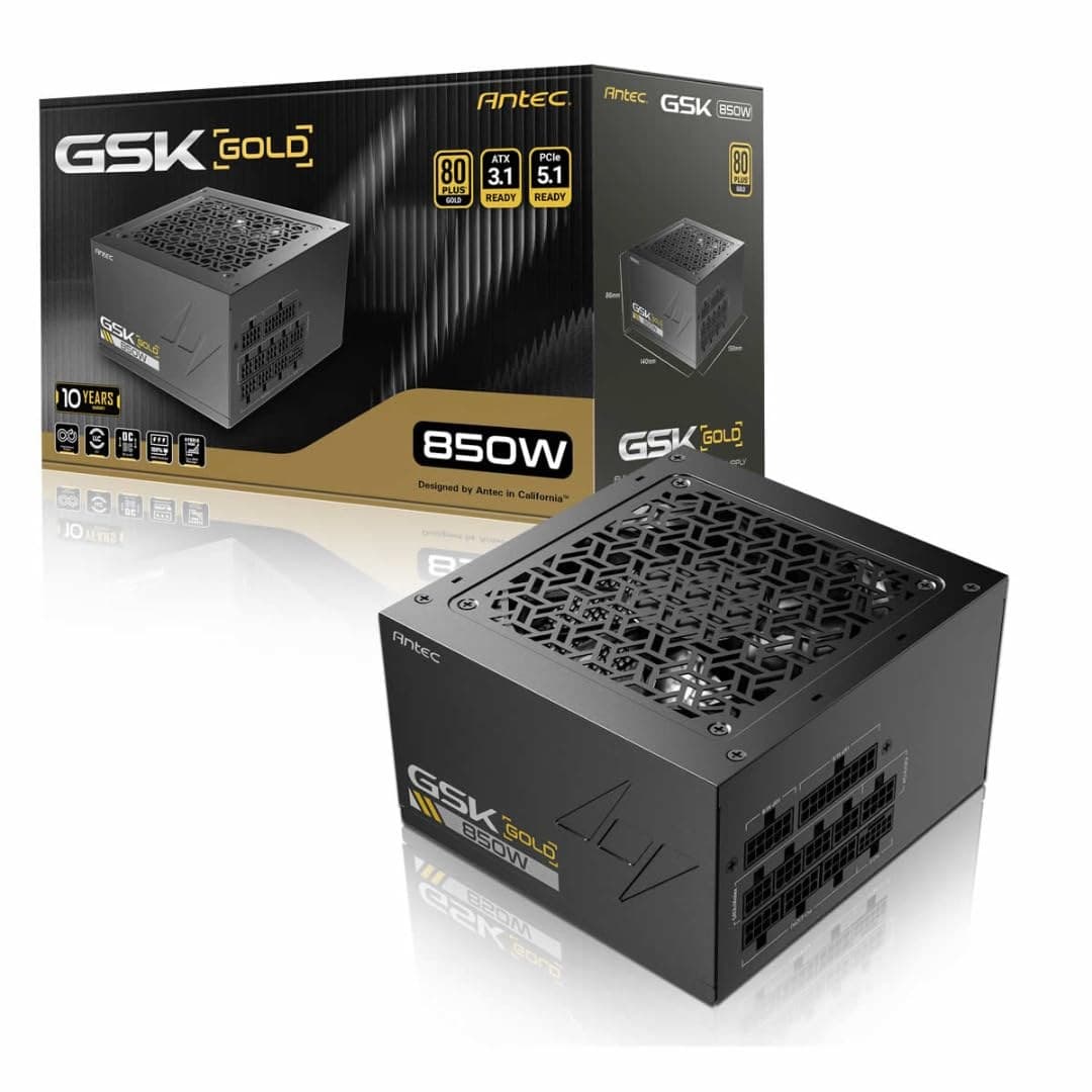 Antec GSK ATX3.1 850W V2 80 Plus Gold Full Modular Power Supply - Black