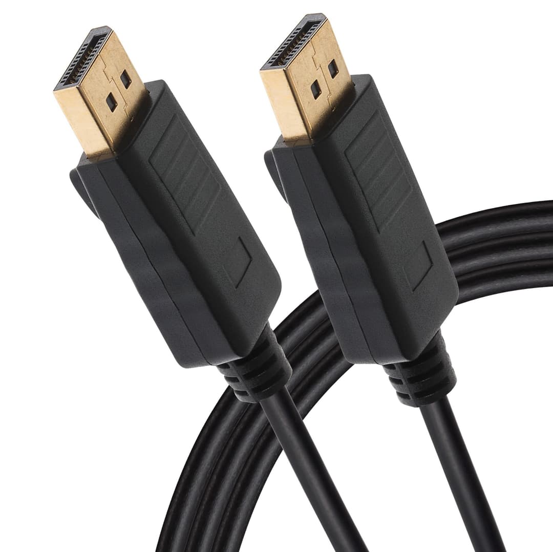 Maplin DisplayPort to DisplayPort Cable, 4K Ultra HD, Locking, 1m - Black - Image 1