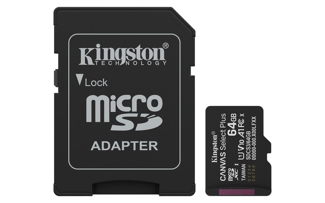 Kingston Technology 64GB microSDXC Canvas Select Plus Gen3 100MB/s A1 Card + Adapter - Image 1