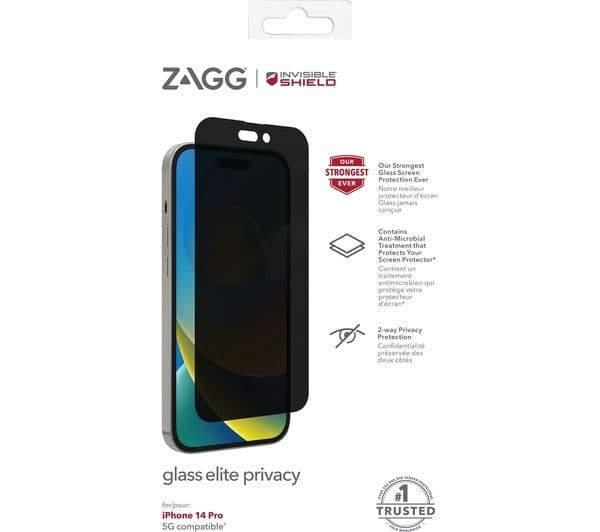 ZAGG InvisibleShield Glass Elite Privacy Screen Protector - iPhone 14 Pro - Image 5
