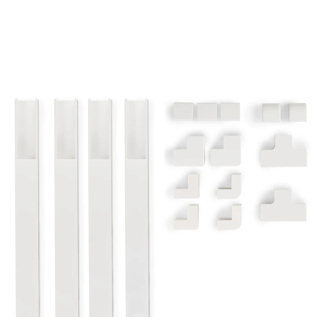 Hama Cable Duct Kit, 4 Pcs, Self-adhesive, 1 m, Incl. Connecting Pieces, white