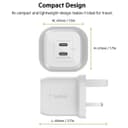 Belkin 45W Power Delivery Dual USB-C GaN Wall Charger-White thumbnail 6