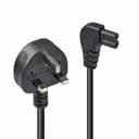 Lindy 0.5m UK 3 Pin Plug to Right Angled IEC C7 mains power Cable, Black thumbnail 1