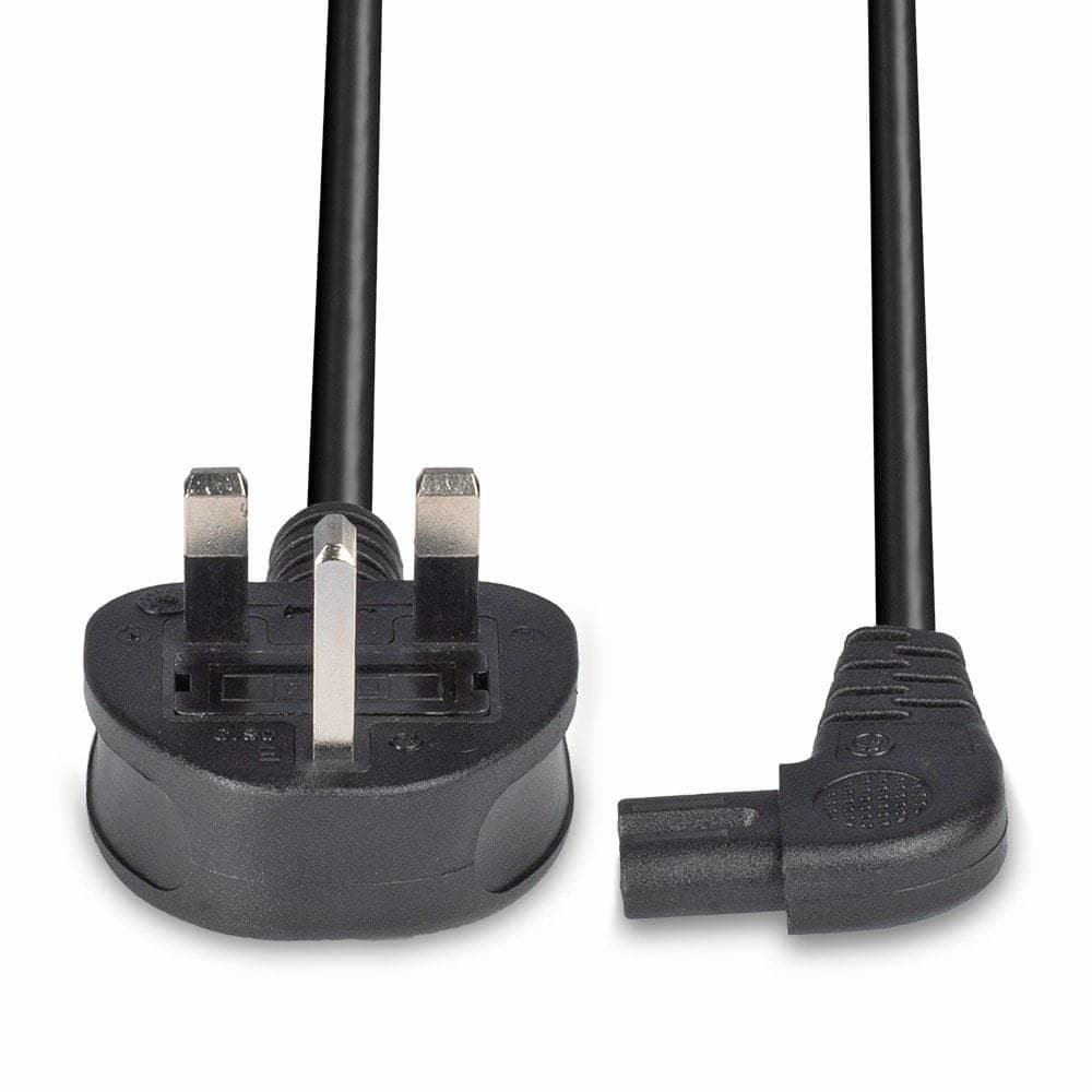 Lindy 0.5m UK 3 Pin Plug to Right Angled IEC C7 mains power Cable, Black - Image 4