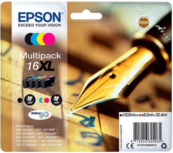 EPSON Pen & Crossword T1636 XL Cyan, Magenta, Yellow & Black Ink Cartridge - Multipack - Image 1