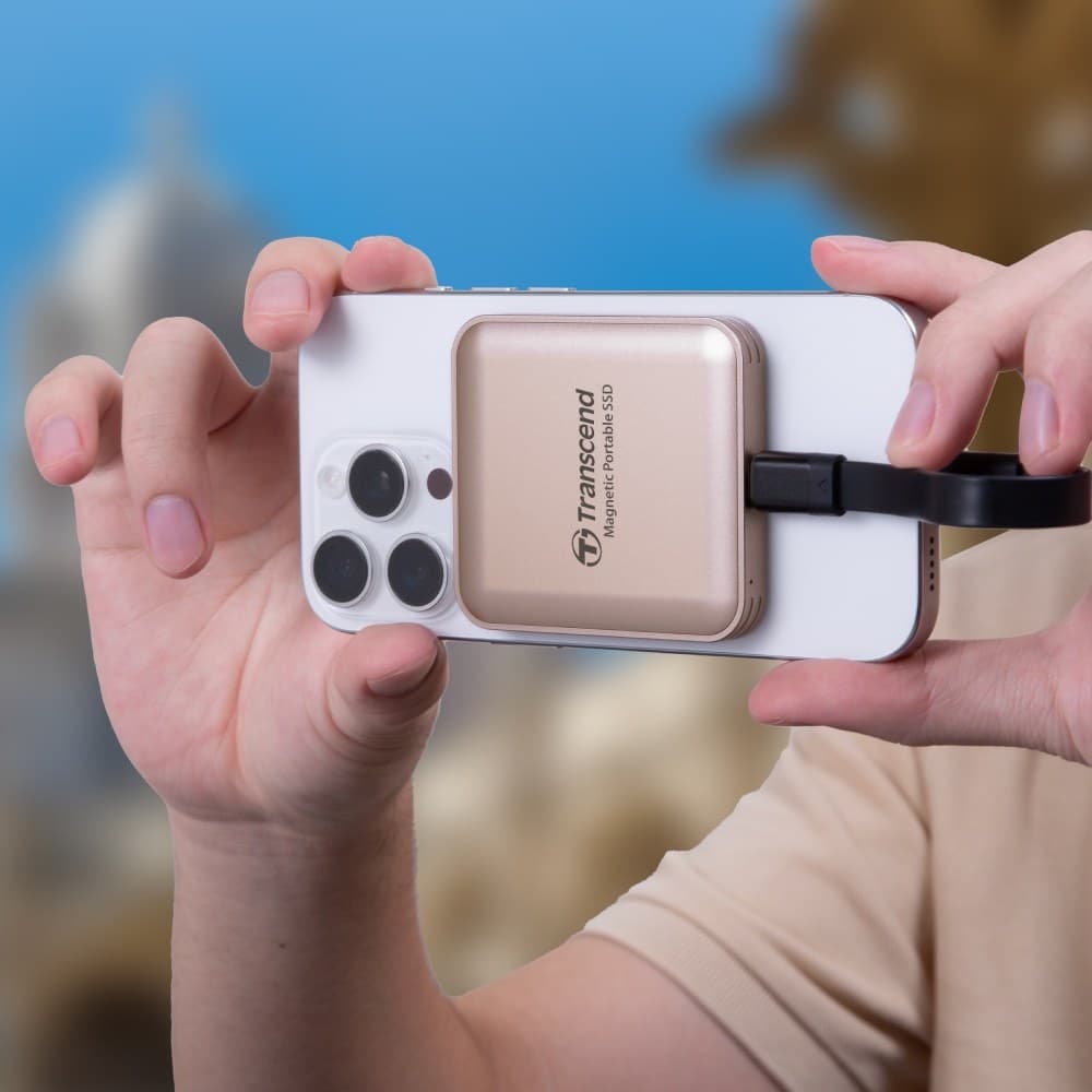 Transcend ESD420 Portable Magnetic SSD USB 20Gbps Type-C MagSafe 1TB - Champagne Gold