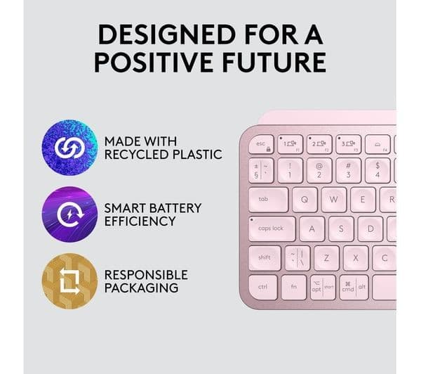 Logitech MX Keys Mini Wireless Illuminated Keyboard - Rose, UK Layout - Image 5